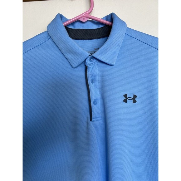 Under Armour loose short sleeve men's button up size large blue - Picture 2 of 7